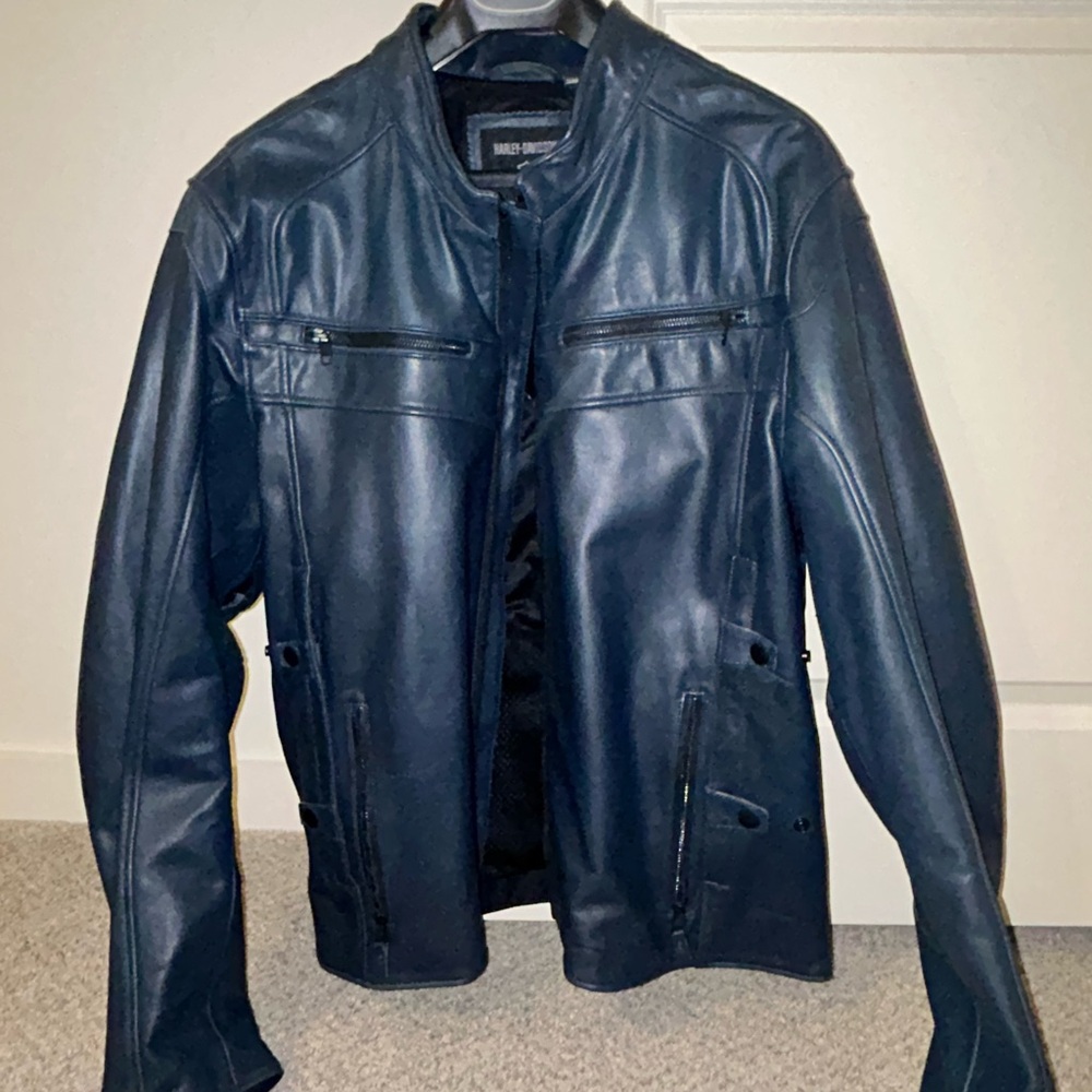 Men's Blue Leather Jacket